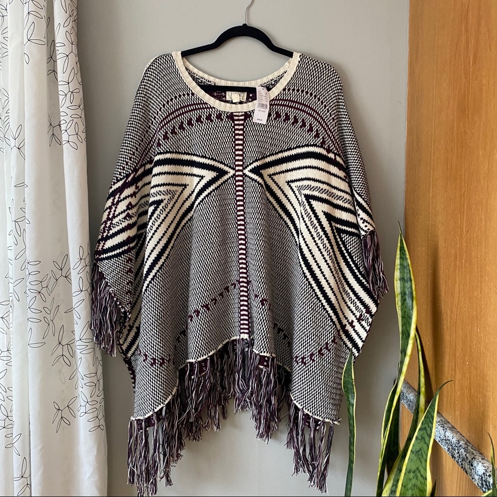 NWT OS fringe Poncho!